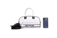 DIOR VIBE ZIP BOWLING MEDIUM CALFSKIN WHITE