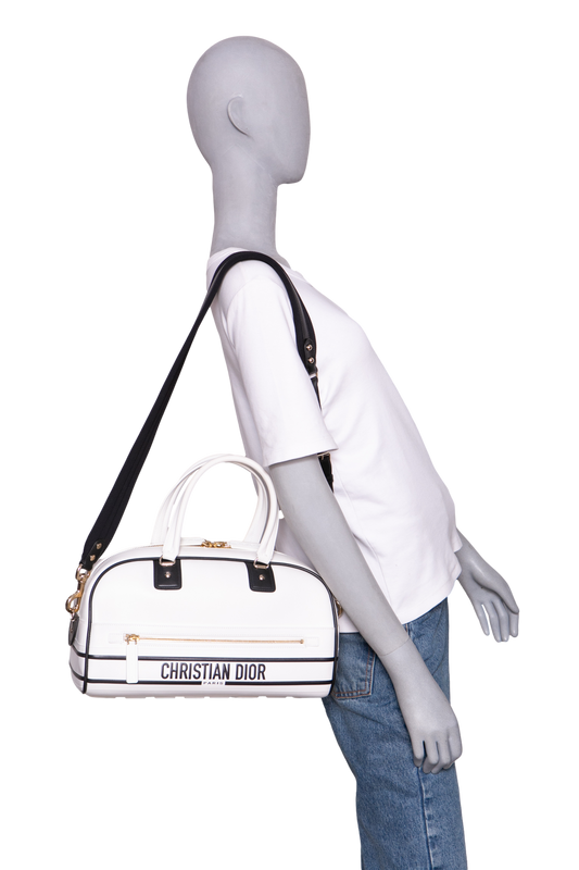 DIOR VIBE ZIP BOWLING MEDIUM CALFSKIN WHITE