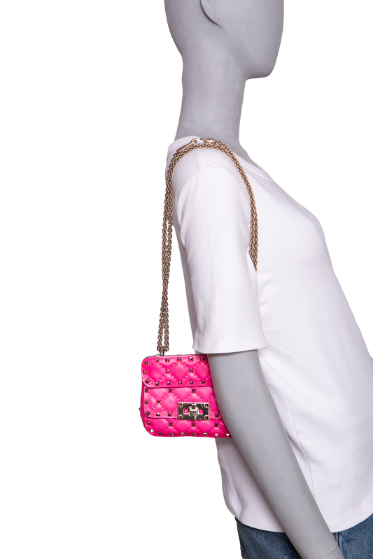 VALENTINO ROCKSTUD SPIKE MICRO LEATHER PINK