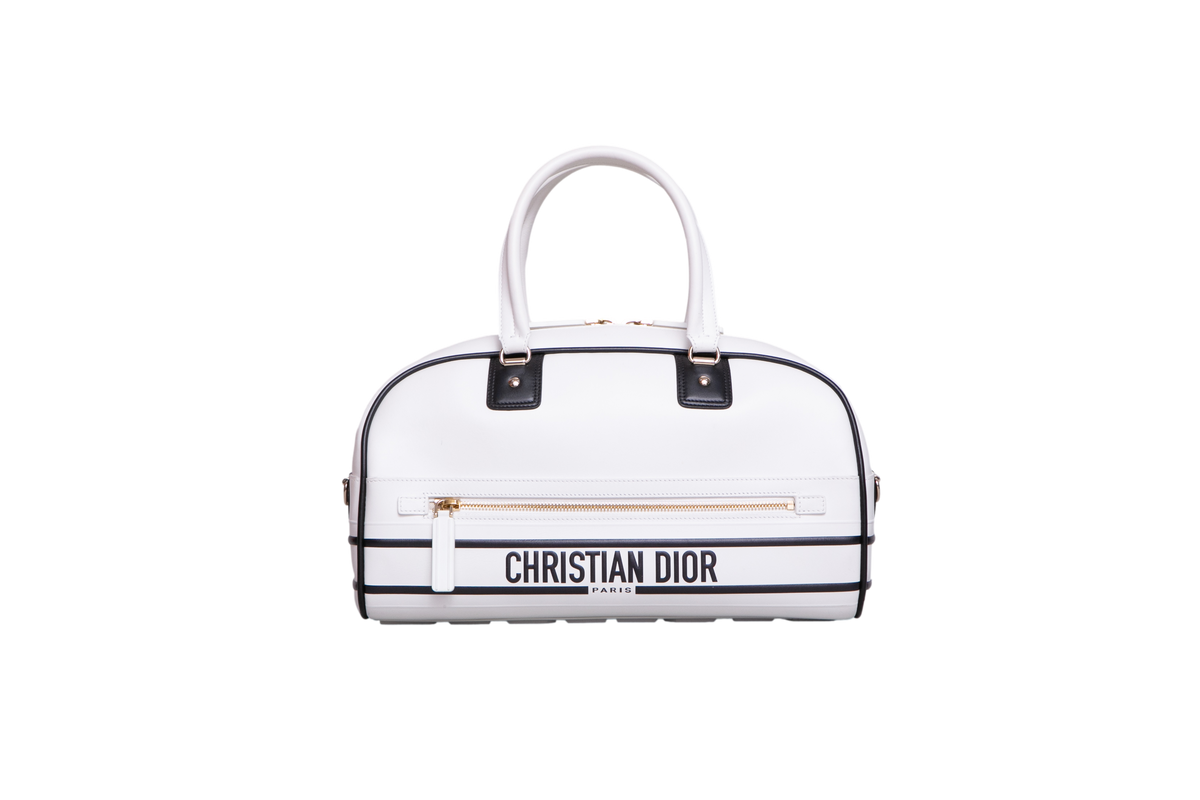 DIOR VIBE ZIP BOWLING MEDIUM CALFSKIN WHITE