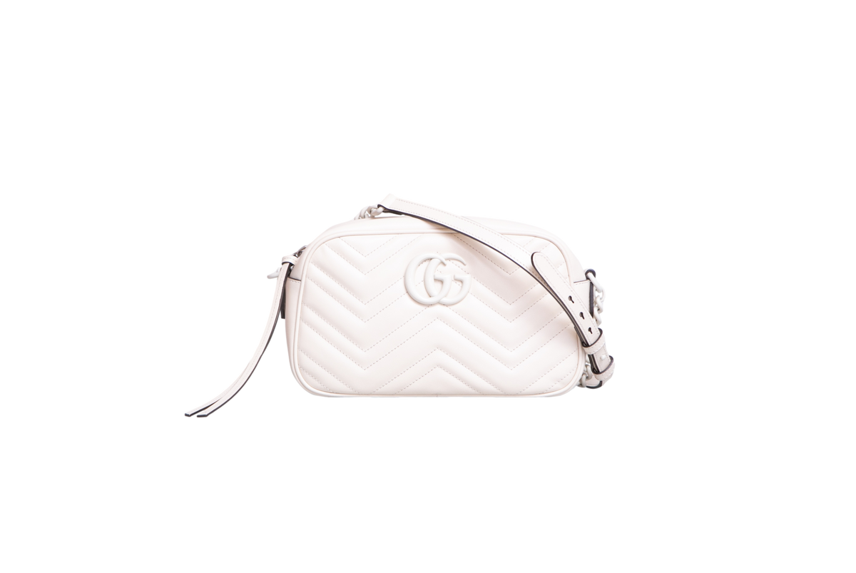GUCCI GG MARMONT CAMERA BAG SMALL MATELASSÊ WHITE