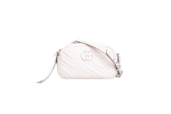 GUCCI GG MARMONT CAMERA BAG SMALL MATELASSÊ WHITE
