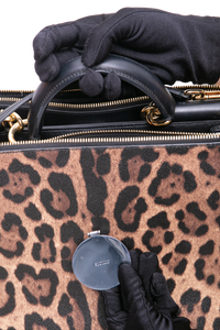 D&G LEOPARD MEDIUM MISS SICILY SHOPPER TOTE BLACK