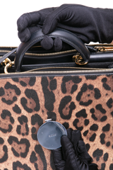 D&G LEOPARD MEDIUM MISS SICILY SHOPPER TOTE BLACK