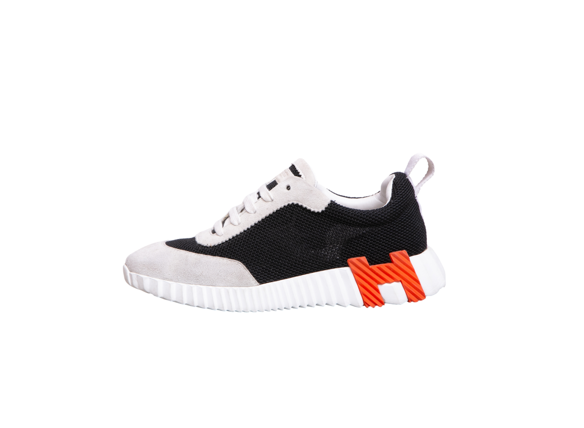 HERMÈS SNEAKER BOUNCING GOATSKIN/SUEDE NOIR/BLANC - 35 BR