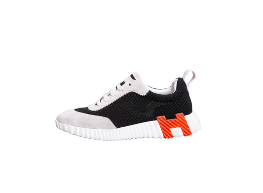 HERMÈS SNEAKER BOUNCING GOATSKIN/SUEDE NOIR/BLANC - 35 BR