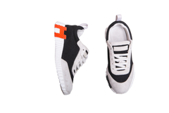 HERMÈS SNEAKER BOUNCING GOATSKIN/SUEDE NOIR/BLANC - 35 BR