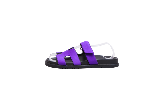 HERMÈS SANDAL CHYPRE SATIN PURPLE/BLACK - 36 BR
