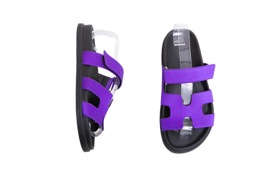 HERMÈS SANDAL CHYPRE SATIN PURPLE/BLACK - 36 BR
