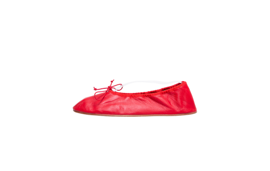THE ROW NAPPA ROUND BOW BALLERINA RED - 36 BR
