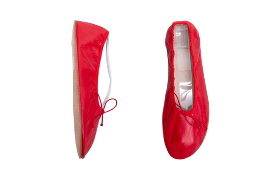 THE ROW NAPPA ROUND BOW BALLERINA RED - 36 BR