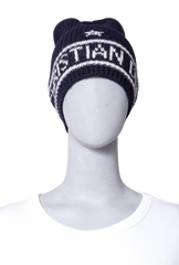 DIOR BEANIE DIOR NAVY LOGO WOOL & CASHMERE KNIT