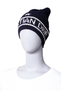 DIOR BEANIE DIOR NAVY LOGO WOOL & CASHMERE KNIT