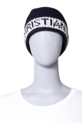 DIOR BEANIE DIOR NAVY LOGO WOOL & CASHMERE KNIT