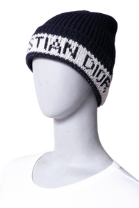 DIOR BEANIE DIOR NAVY LOGO WOOL & CASHMERE KNIT