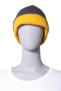 HERMÈS HUGO REVERSIBLE BEANIE GRIS/JAUNE