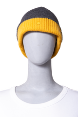 HERMÈS HUGO REVERSIBLE BEANIE GRIS/JAUNE