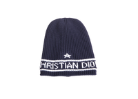 DIOR BEANIE DIOR NAVY LOGO WOOL & CASHMERE KNIT