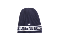 DIOR BEANIE DIOR NAVY LOGO WOOL & CASHMERE KNIT