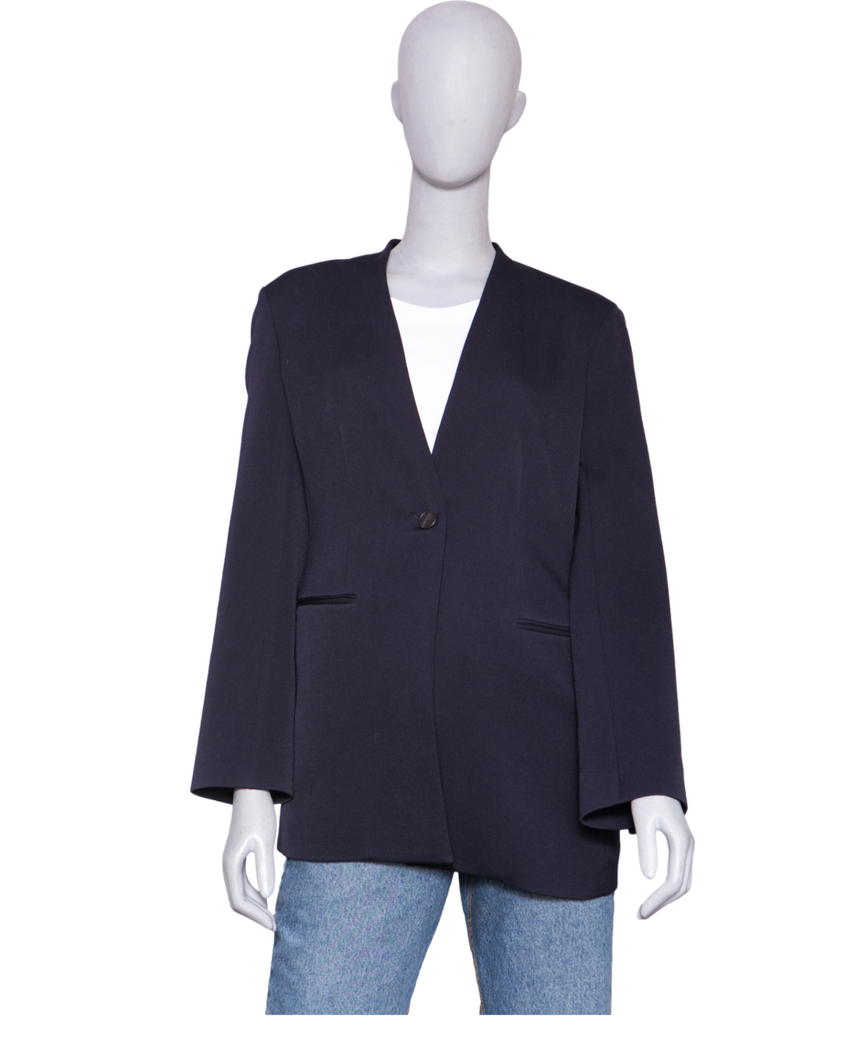 THE ROW BLAZER WOOL SILK NAVY