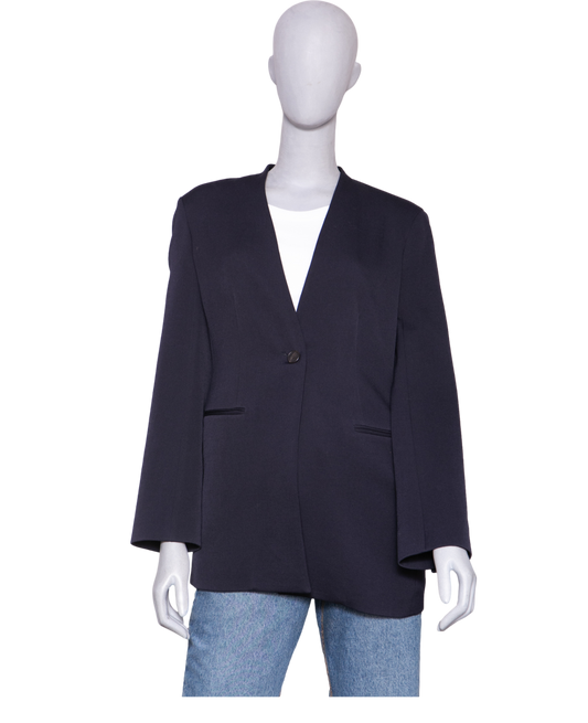 THE ROW BLAZER WOOL SILK NAVY