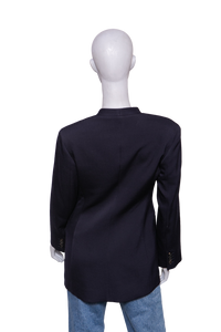 THE ROW BLAZER WOOL SILK NAVY