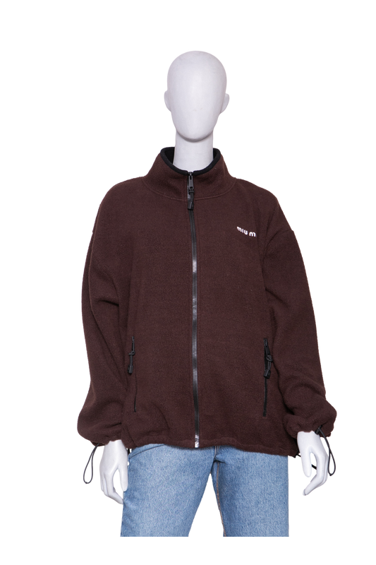 MIU MIU FLEECE JACKET WITH ZIPPER EBON
