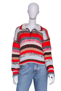 CELINE POLO SWEATER ALPACA/WOOL MULTICOLOR