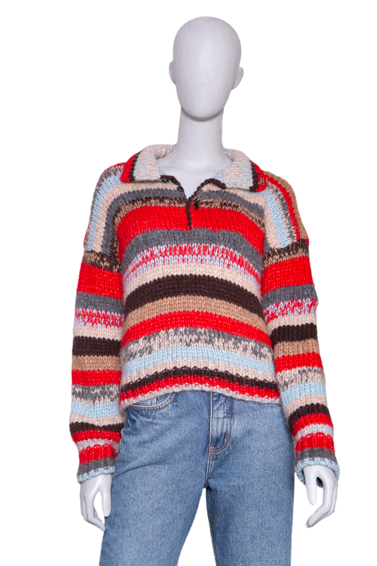 CELINE POLO SWEATER ALPACA/WOOL MULTICOLOR