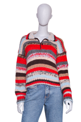CELINE POLO SWEATER ALPACA/WOOL MULTICOLOR