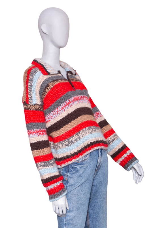 CELINE POLO SWEATER ALPACA/WOOL MULTICOLOR