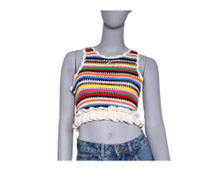 GANNI TOP MULTICOLOR SLEEVELESS CROCHET