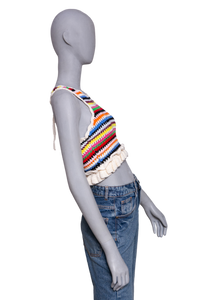 GANNI TOP MULTICOLOR SLEEVELESS CROCHET