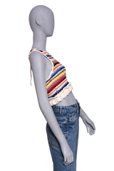 GANNI TOP MULTICOLOR SLEEVELESS CROCHET