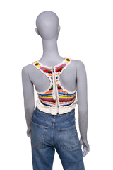 GANNI TOP MULTICOLOR SLEEVELESS CROCHET