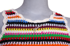 GANNI TOP MULTICOLOR SLEEVELESS CROCHET