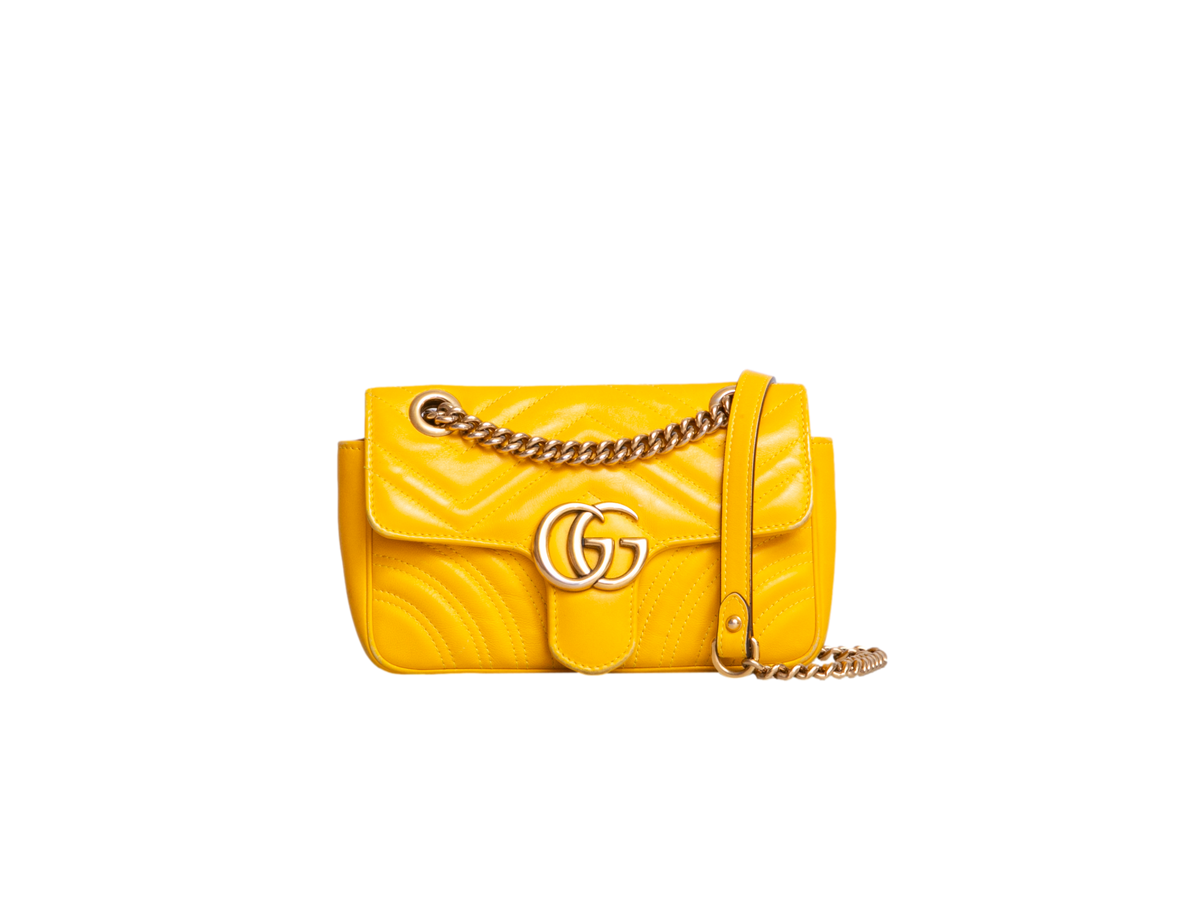 GUCCI GG MARMONT SMALL MATELASSÊ MUSTARD YELLOW