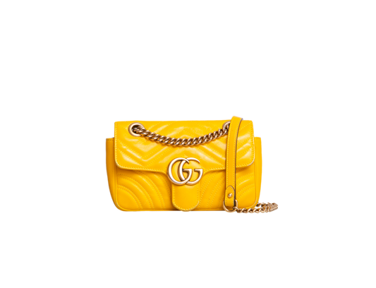 GUCCI GG MARMONT SMALL MATELASSÊ MUSTARD YELLOW