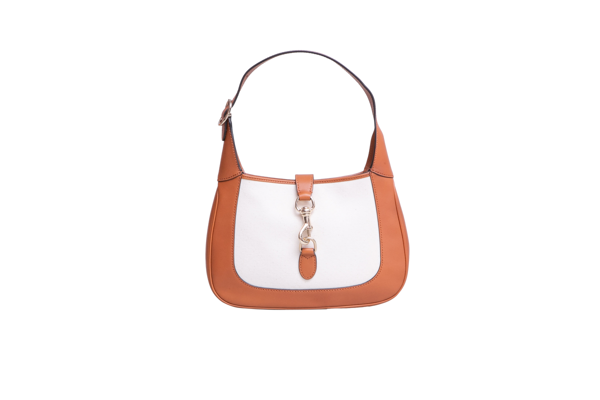 GUCCI JACKIE 1961 SMALL WHITE/CARAMEL CANVAS