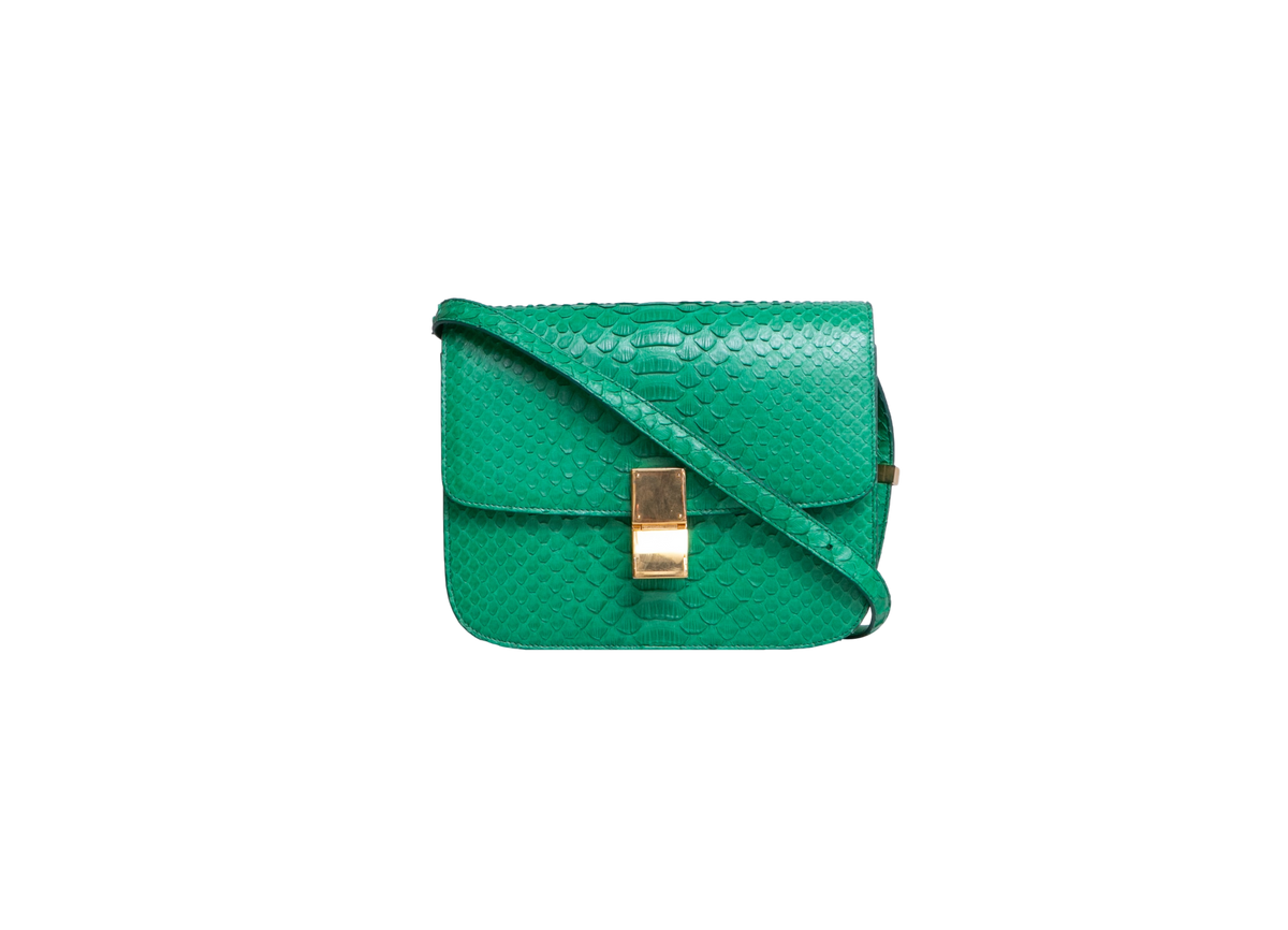 CELINE CLASSIC BOX MEDIUM PYTHON GREEN