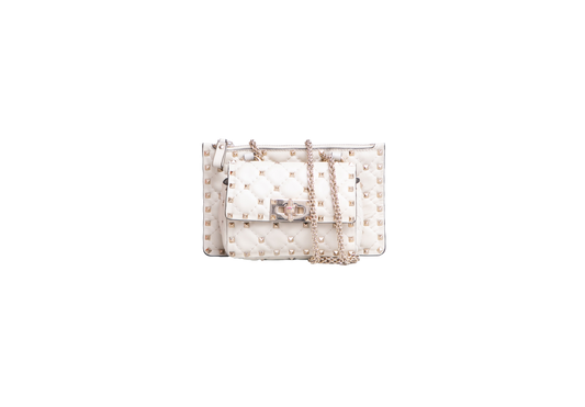 VALENTINO MINI ROCKSTUD SPIKE TOP HANDLE IVORY