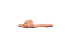 FERRAGAMO LEAH SLIDES LEATHER CARAMEL - 37 1/2 BR