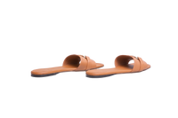 FERRAGAMO LEAH SLIDES LEATHER CARAMEL - 37 1/2 BR