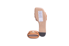 FERRAGAMO LEAH SLIDES LEATHER CARAMEL - 37 1/2 BR