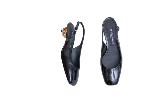 D&G SLINGBACK PATENT LEATHER BLACK - 35 BR