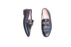 GUCCI MOCASSIM JORDAAN WEB LEATHER BLACK - 36 BR