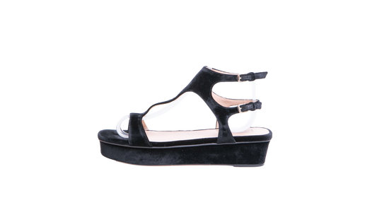 VALENTINO GARAVANI SANDAL PLATAFORM VELVET BLACK - 36 BR