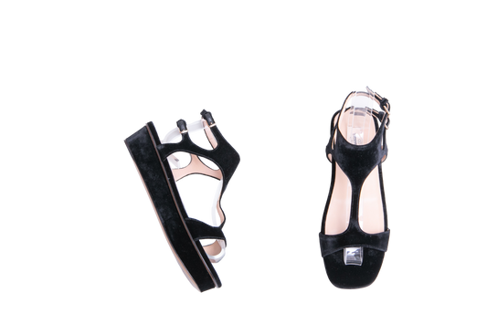 VALENTINO GARAVANI SANDAL PLATAFORM VELVET BLACK - 36 BR