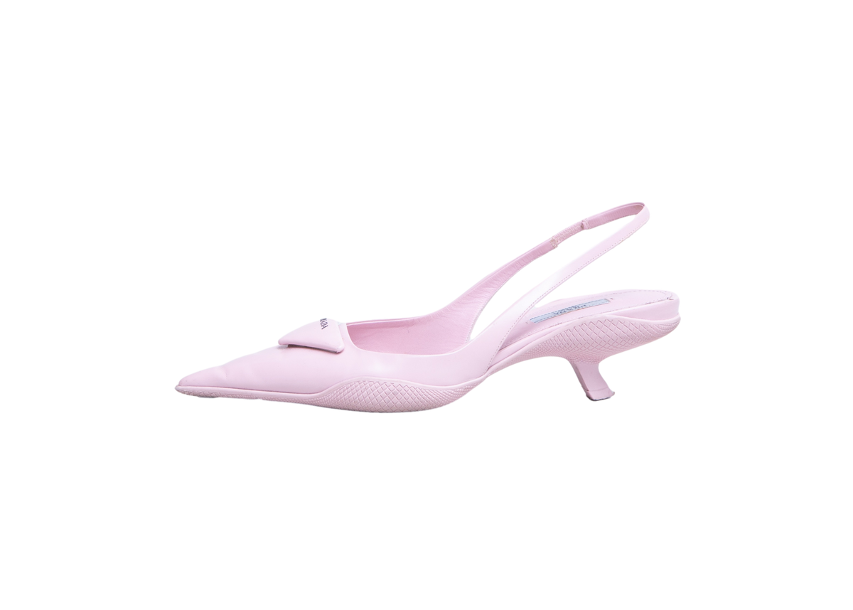 PRADA SLINGBACK ALABASTER LOGO PINK BRUSH - 37 BR