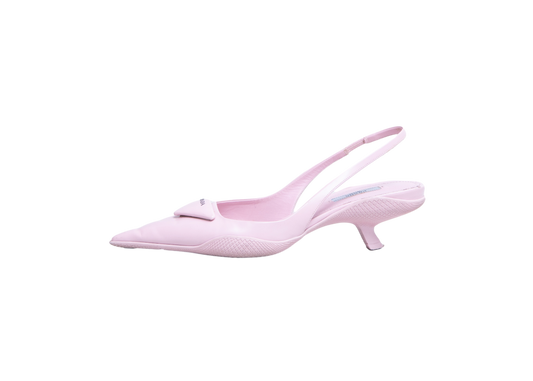 PRADA SLINGBACK ALABASTER LOGO PINK BRUSH - 37 BR